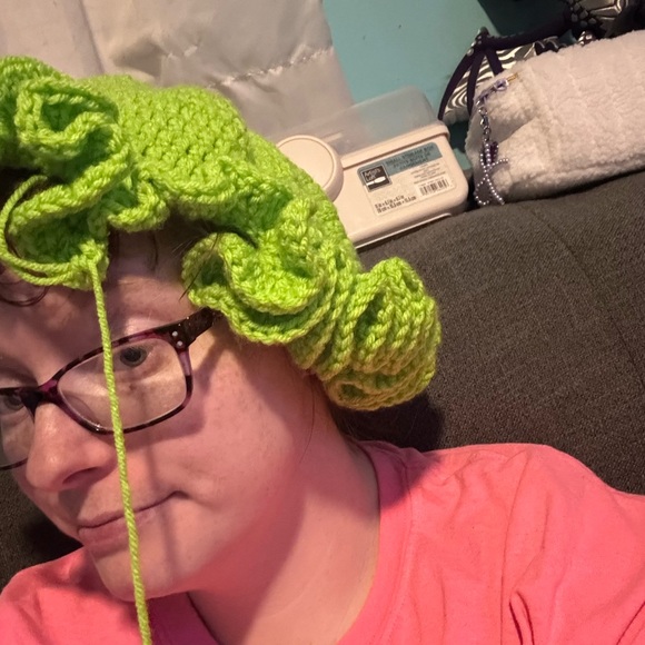 Orange Crochet Ruffle Hat - Picture 7 of 7